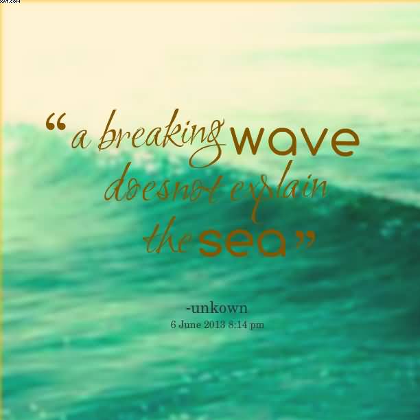 A breaking Wave doesnot explain Nature and Earth Quotes