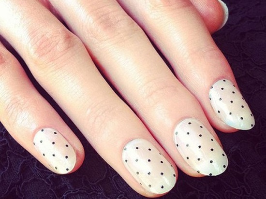 Awesome white black Polka dots nail art