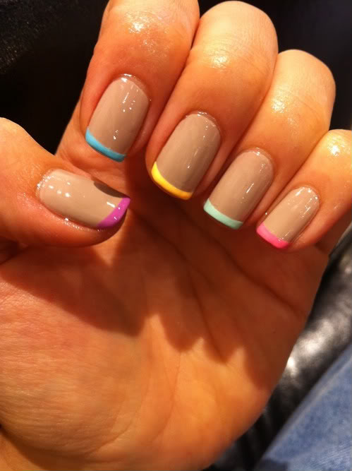 Beautiful colorful Color bloking nail art