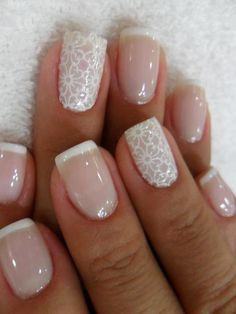 Beautiful white wedding Gel nail art
