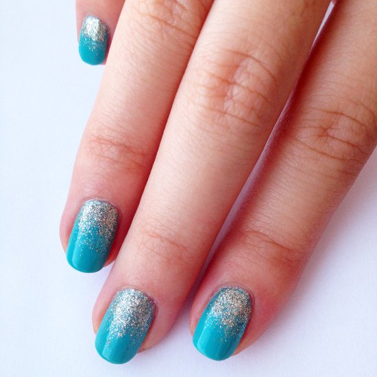 Blue summer spark design Ombre nail art