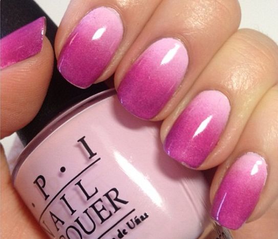 Charming pink and purple look design Ombre nail art