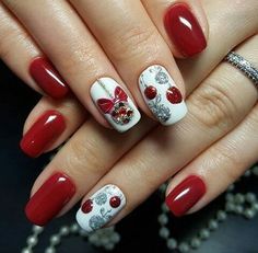 Cute stone Christmas nail art