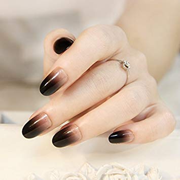 Elegant black white gel Ombre nail art