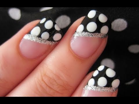 Fabulous black white design Polka dots nail art
