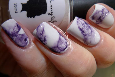 Fabulous water purple Marble nail art