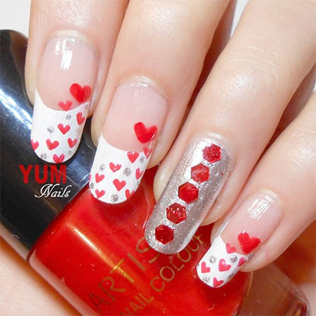 Famous valentines large Heart nail art