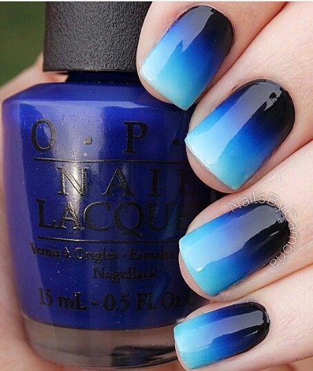 Fancy blue balck combo Ombre nail art