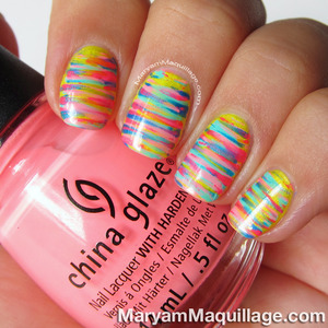 Fancy colorful design Stripe nail art