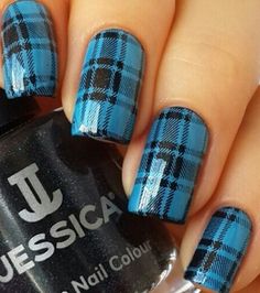 Fantastic blue black shirt design Tiles nail art