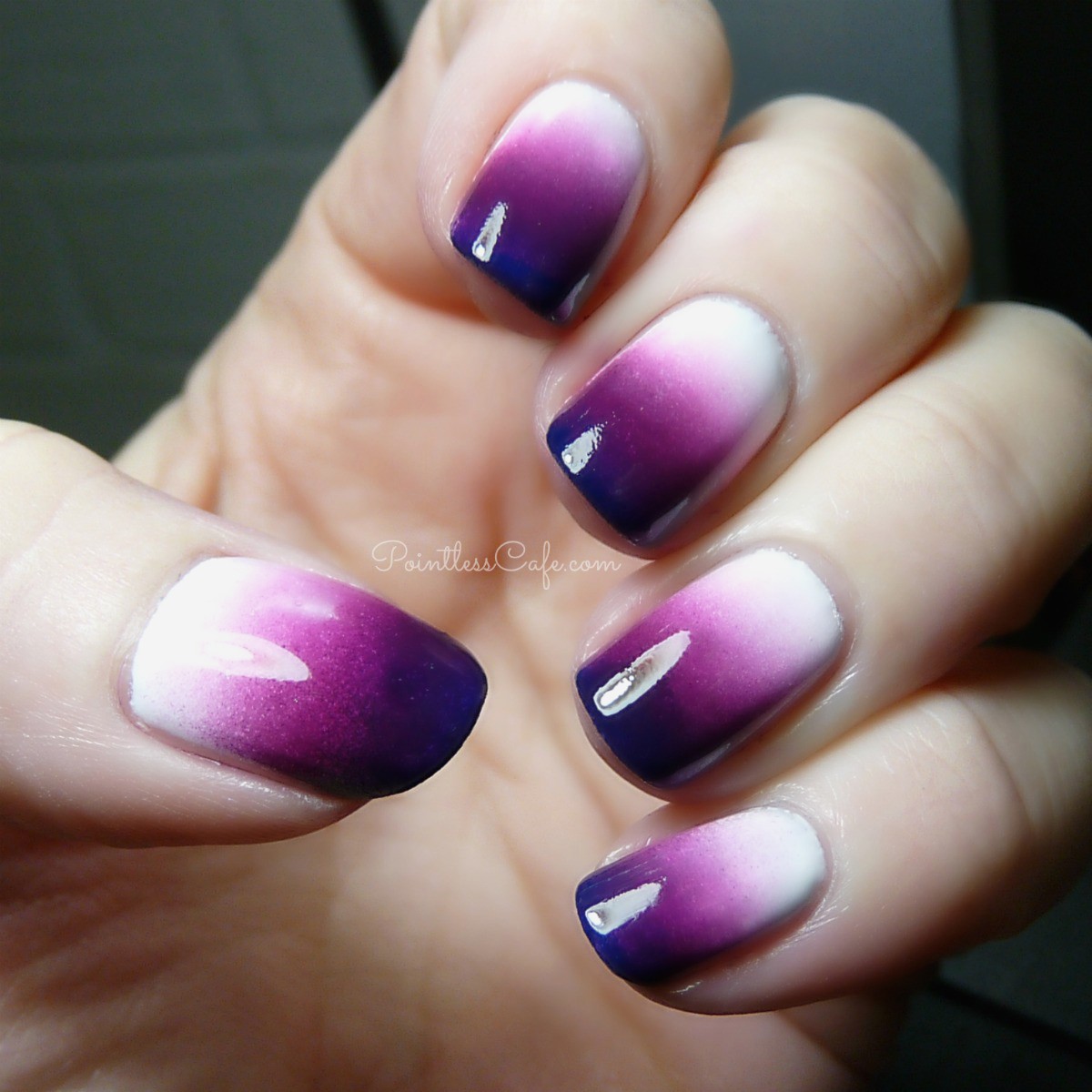Fantastic purple white look design  Ombre nail art