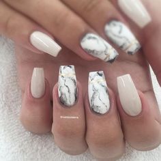 Fancy white Marble nail art