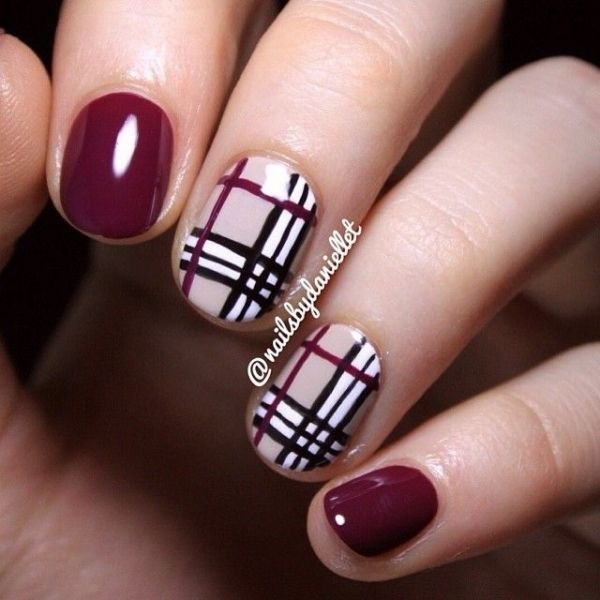 Girlish look purple design Tiles nail art