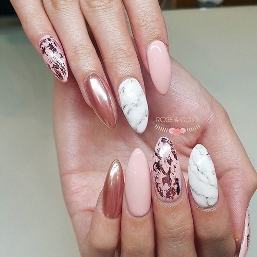 New print design Marble nail art