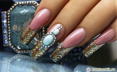 Original pink traditional Stones nail art