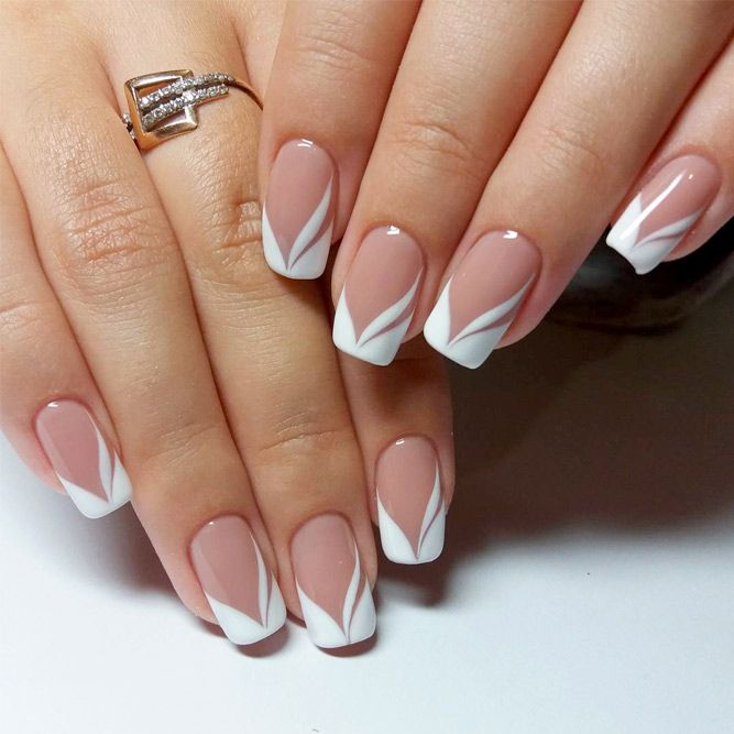 Simple designer white Gel nail art