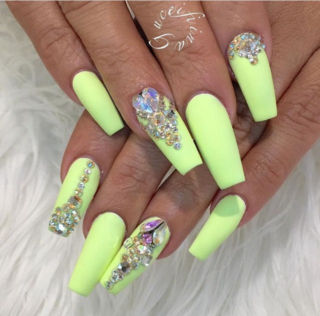 Simple large neon Stones nail art