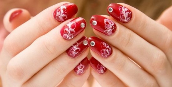 Small nail red print Wedding nail art