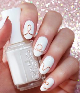 Small white golden work Marble nail art