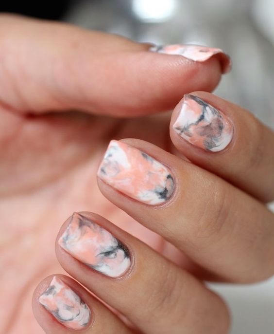 Stunning print Marble nail art