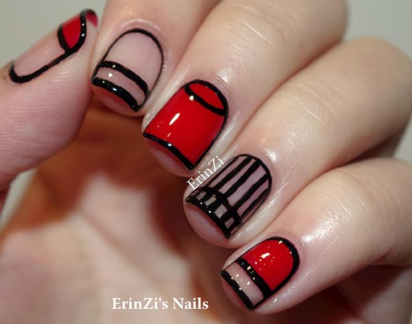 Stylish red & black prom night Classy nail art