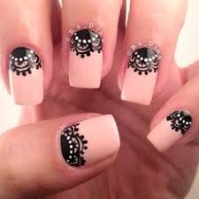 Trendy black mehndi Contrast nail art