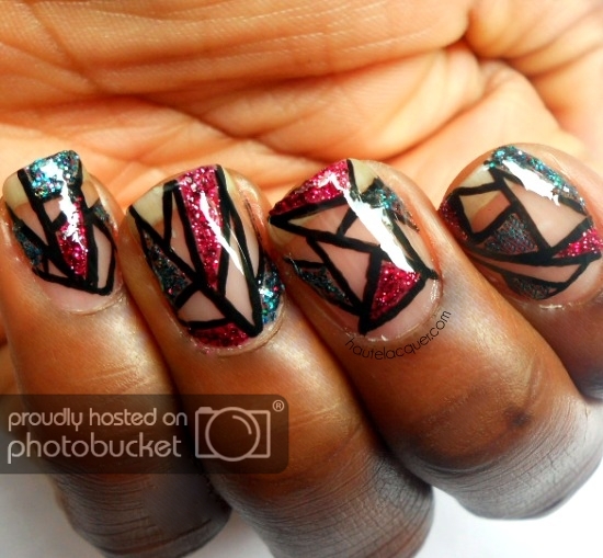 Trendy black red design Tiles nail art