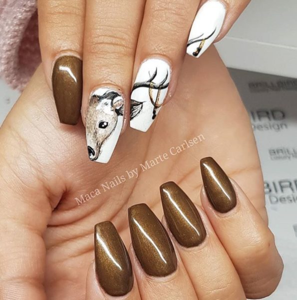 Unique animal color print Marble nail art