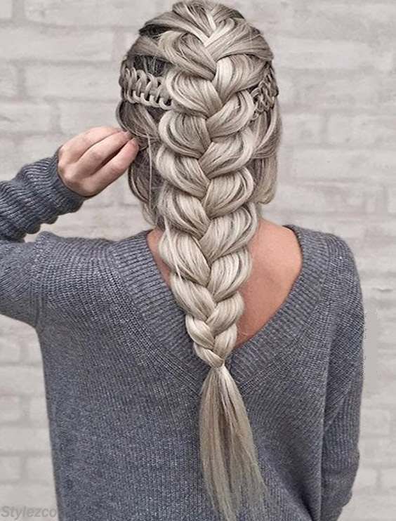 Unique silver design Braid Hairstyle