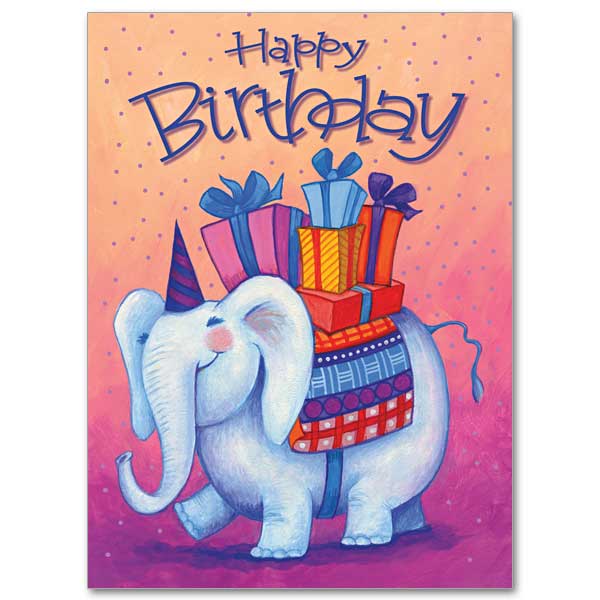 Cute elephant happy birthday wish for Godchild from father
