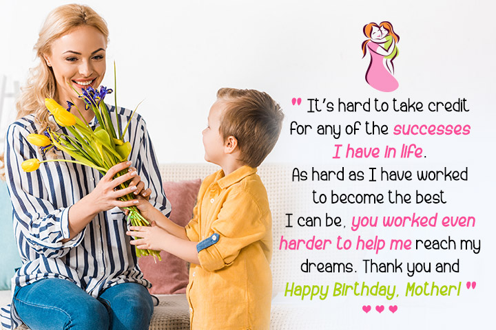 Fabulous greeting on her birthday wishes with flowers from son