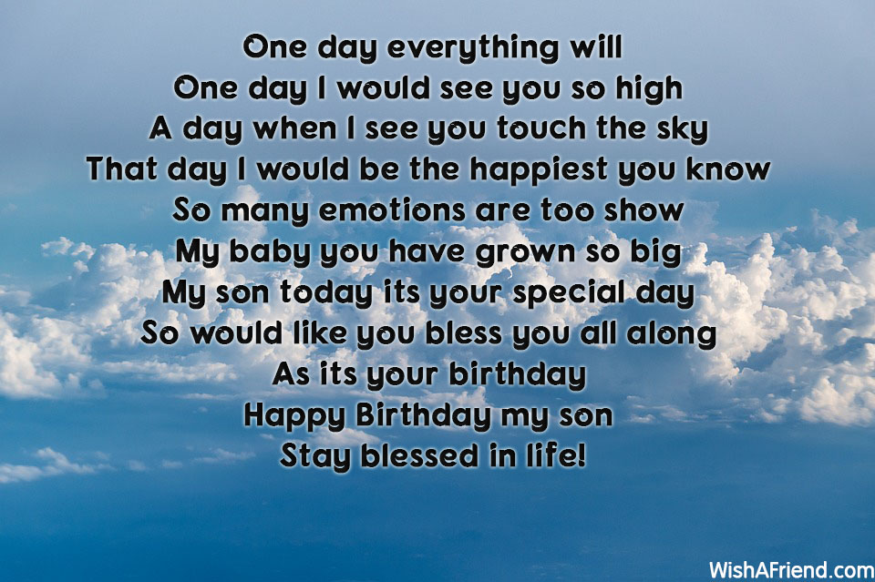 Lovely birthday poem for lovely Son from mother