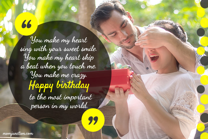 You make my heart sing with your sweet smile for dear Wife birthday wishes blessing