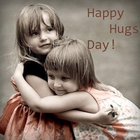 Happy Hug Day cute little girls with best memories hug images