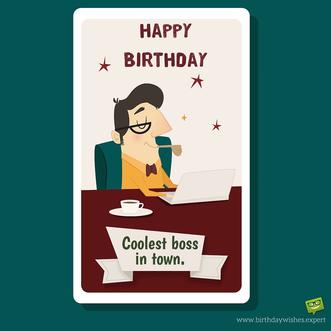 Happy Birthday Boss cute and funny wishes greeting card