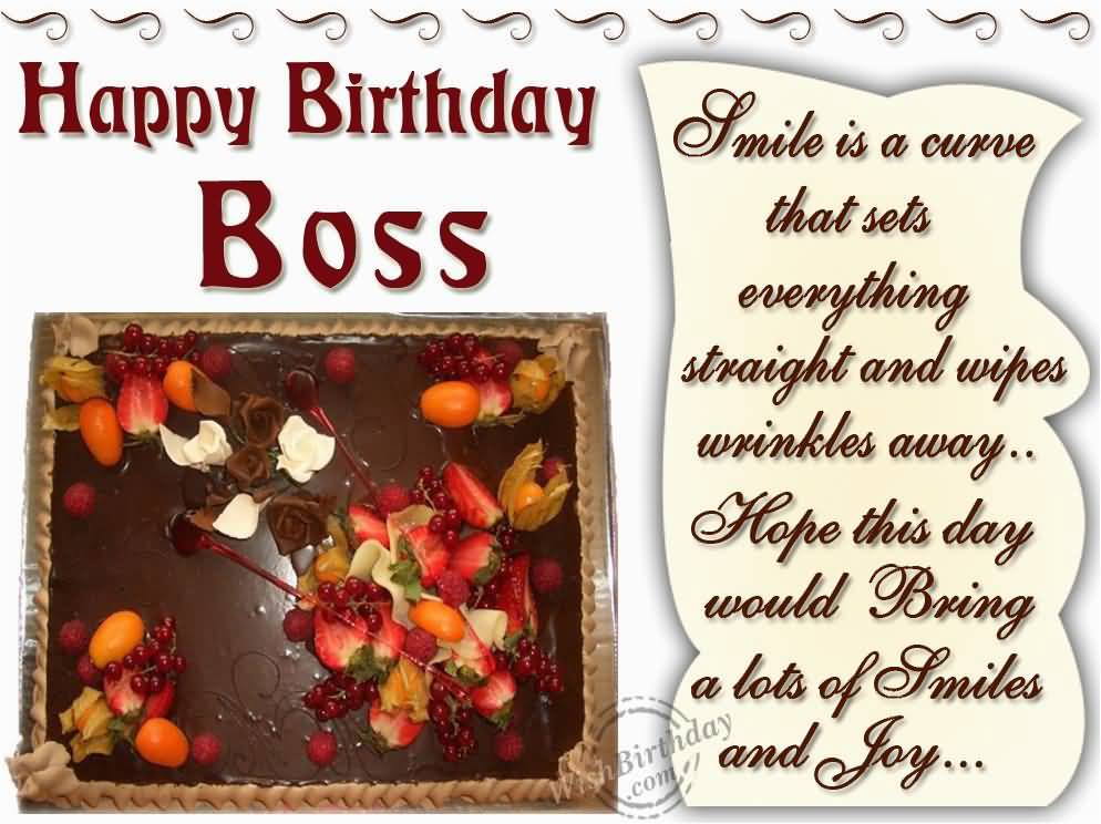 Happy Birthday Boss smile is a curve that sets sweet wishes with lots of love