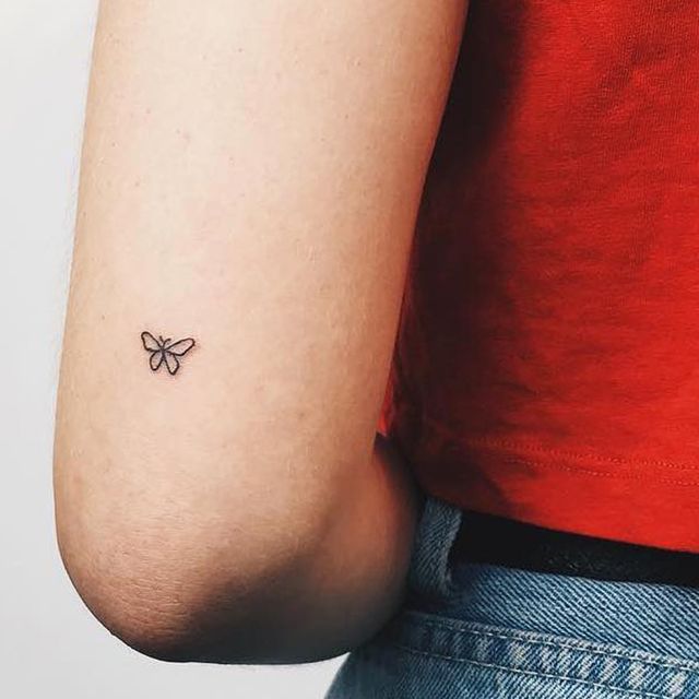 Tiny Butterfly Tattoo For Girl Elbow